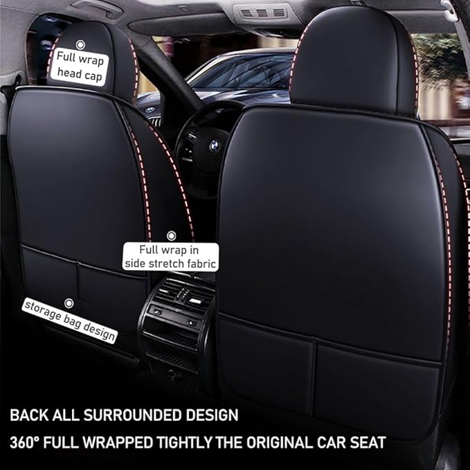 for Toyota RAV4 2008-2025 Car Seat Covers, Full Coverage Customized Seat Covers Premium Leather Waterproof Stain-Resistant Easy to Install (Front Set with Pillows, Black&Coffee)