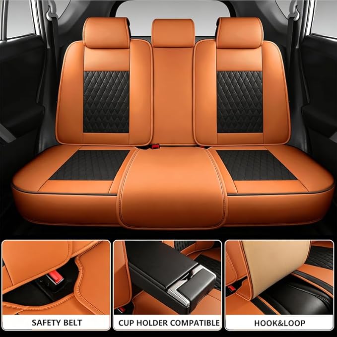Car Seat Covers Full Set Custom Fit for Buick Envista 2024-2026 - Premium Faux Leather with Lumbar Support | Breathable, Waterproof, Anti-Slip, Durable (Black&Brown,Full Set)