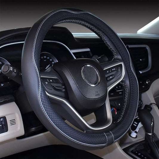 Mayco Bell Large Size Steering Wheel Cover Anti-Slip,Safety,Soft,Breathable,Durable,Full Surround,Comfortable Grip Microfiber Leather (15.5-16 inch, Black Gray)