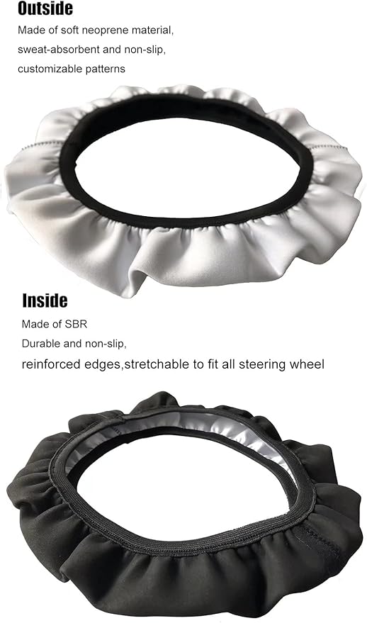 AFPANQZ Boho Floral Bright Blossoms Car Steering Wheel Covers for Womens Anti-Slip Comfortable Stretch-on Steering Wheel Protector Cover Sweat Absorption Cover Car Accessories