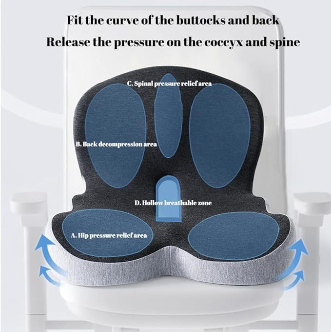 L-Shaped Memory Foam Seat Cushion with Lumbar Support-Ergonomic Car & Office Chair Cushion for Sciatica, Coccyx & Back Pain Relief Supports Hips & Back for Drivers & Long Sitting (Green)
