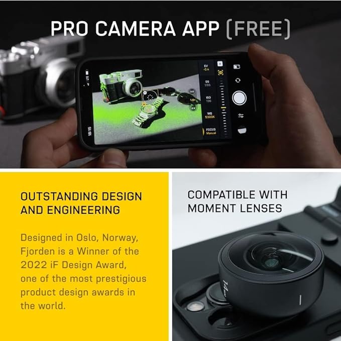 FJORDEN Pro Bundle for iPhone 15 Pro - Includes Fjorden Camera Grip, MagSafe iPhone Case, Wrist Strap & Carry Case - Shoot Like A Pro with Your iPhone