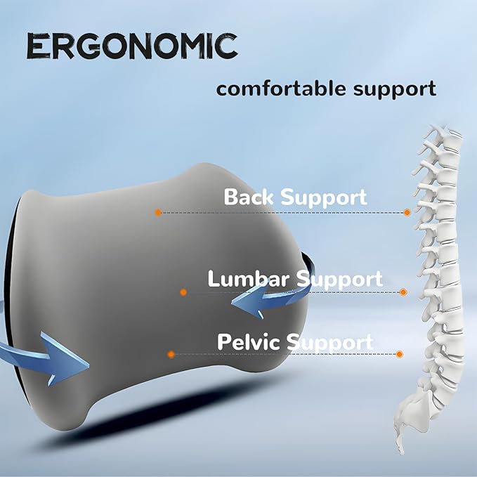 Car Headrest & Lumbar Support Cushion, Car Headrest and Lumbar Support, Ergonomic Car Seat Headrest & Lumbar Cushion, Car Head Rest and Lumbar Pillow Set for Neck Back Pain Relief (Beige)