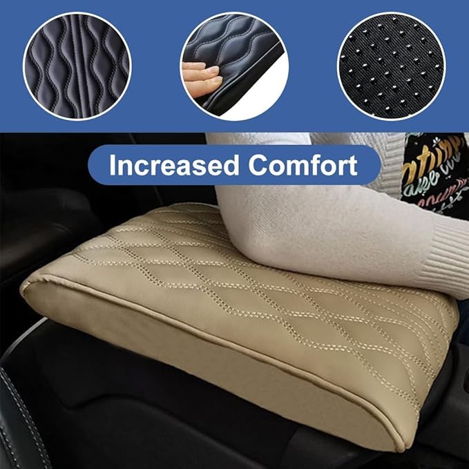 Leather Car Armrest Box Pad, 2026 New Upgrade Waterproof Universal Memory Cotton Armrest Box Pad, Center Console Lid, Car Center Console Cover for Most Vehicle, Car Accessories (Grey)