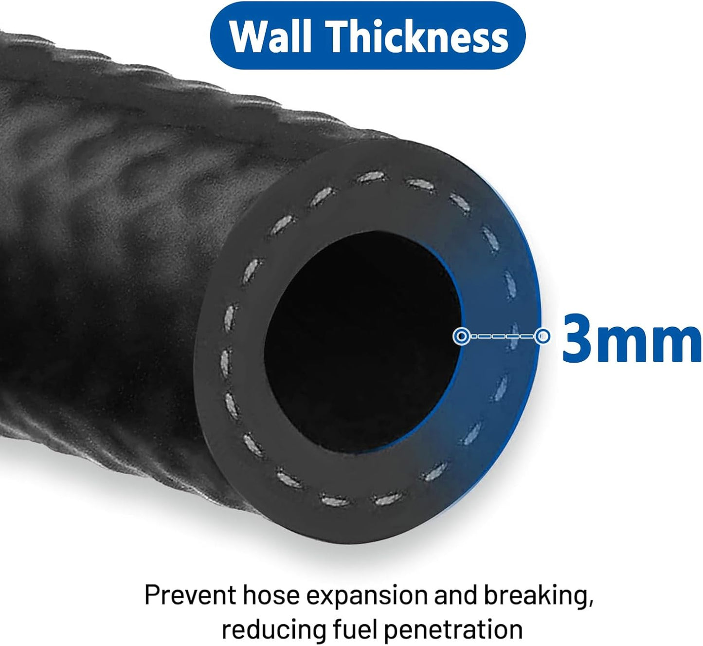 LokoCar Rubber Fuel Hose Line Push Lock 1/4" ID SAE 30R7 NBR 10ft 300PSI Black