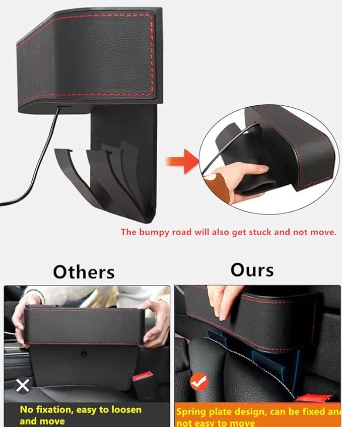 JEYODA Car Seat Gap Filler Organizer, Car Organizer Front Seat, Auto Console Side Storage Box with Cup Holders，Car Organizers and Storage for Holding Phone, Sunglasses, Wallet 1PC(pink)