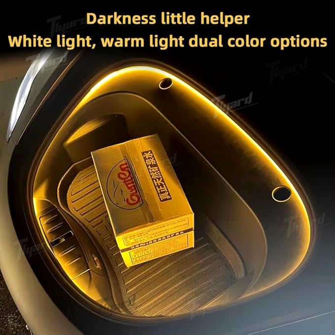 Tlyard Frunk Light Strip for Tesla Model 3 Highland 2024 2025 Accessories, Car Front Trunk Interior LED Ambient Atmosphere Lighting Bar Decoration 12V(Warm Light)