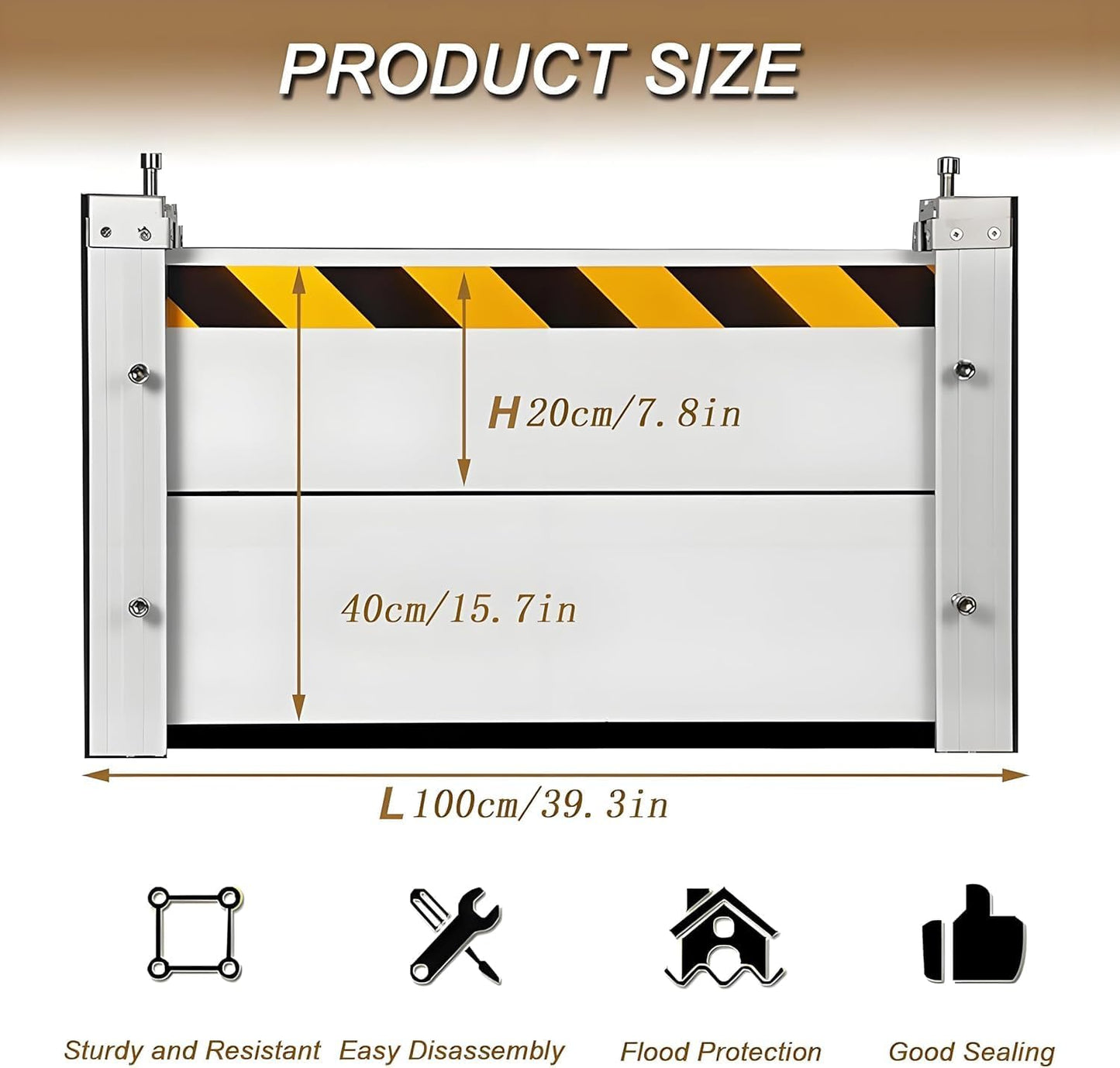 Flood Barriers for Home Exterior - Aluminum Alloy Outdoor Easy Flood Barrier Garage Doors Water Barriers for Flooding,H23.6 Inch/L6.5FT