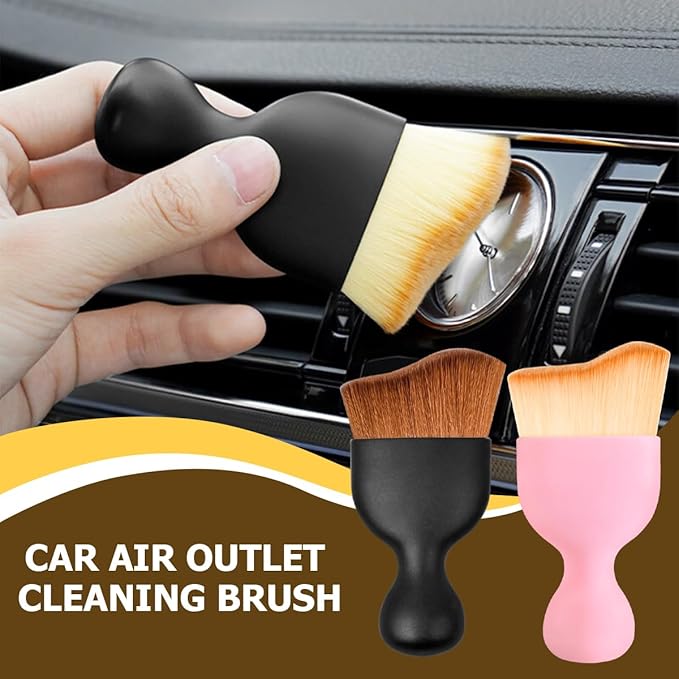Blilo Car Interior Detailing Brush with Dust Cover, Auto Soft Hair Cleaning Brushes, Scratch Free Curved Dirt Collectors, for Vehicle Dashboard Air Conditioner Vents Leather(Purple)