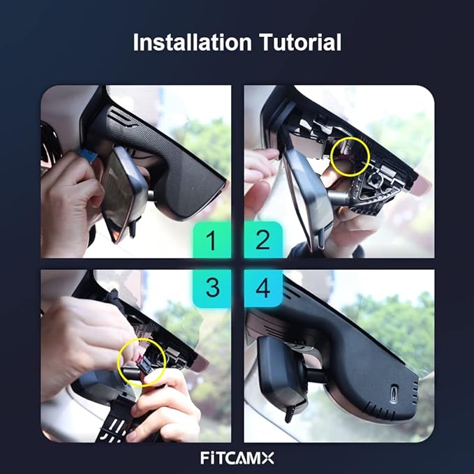 Fitcamx 4K Dash Cam Suitable for BMW 3 4 Series 330i 330e M340i 430i M440i M3 M4 2020-2024 (Model C), OEM Style, 2160P UHD Video, Loop Recording, Built-in WiFi & APP, G-Sensor, Easy to Use, 64GB Card