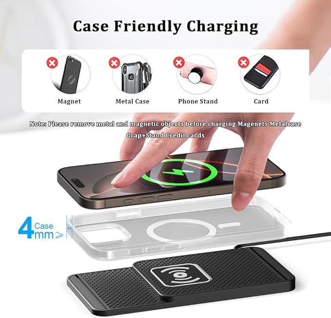 Wireless Charging Pad for Car for Ford Bronco Sport 2021-2025, 20W Fast Wireless Car Charger Pad Type-C/USB Non-Slip Phone Charging Mat,B 30cm Cable USB Plug