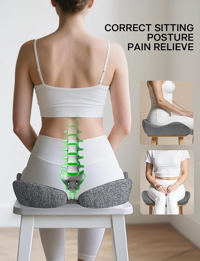 Medisana Seat Cushion, SC 200G Seat Cushions for Office Chairs, Car Seat, Wheelchair - Sciatica & Tailbone & Coccyx Pain Relief Pillow for Driver Sedentary People（Size:22.8 * 16.5 * 4.3 in-Grey）