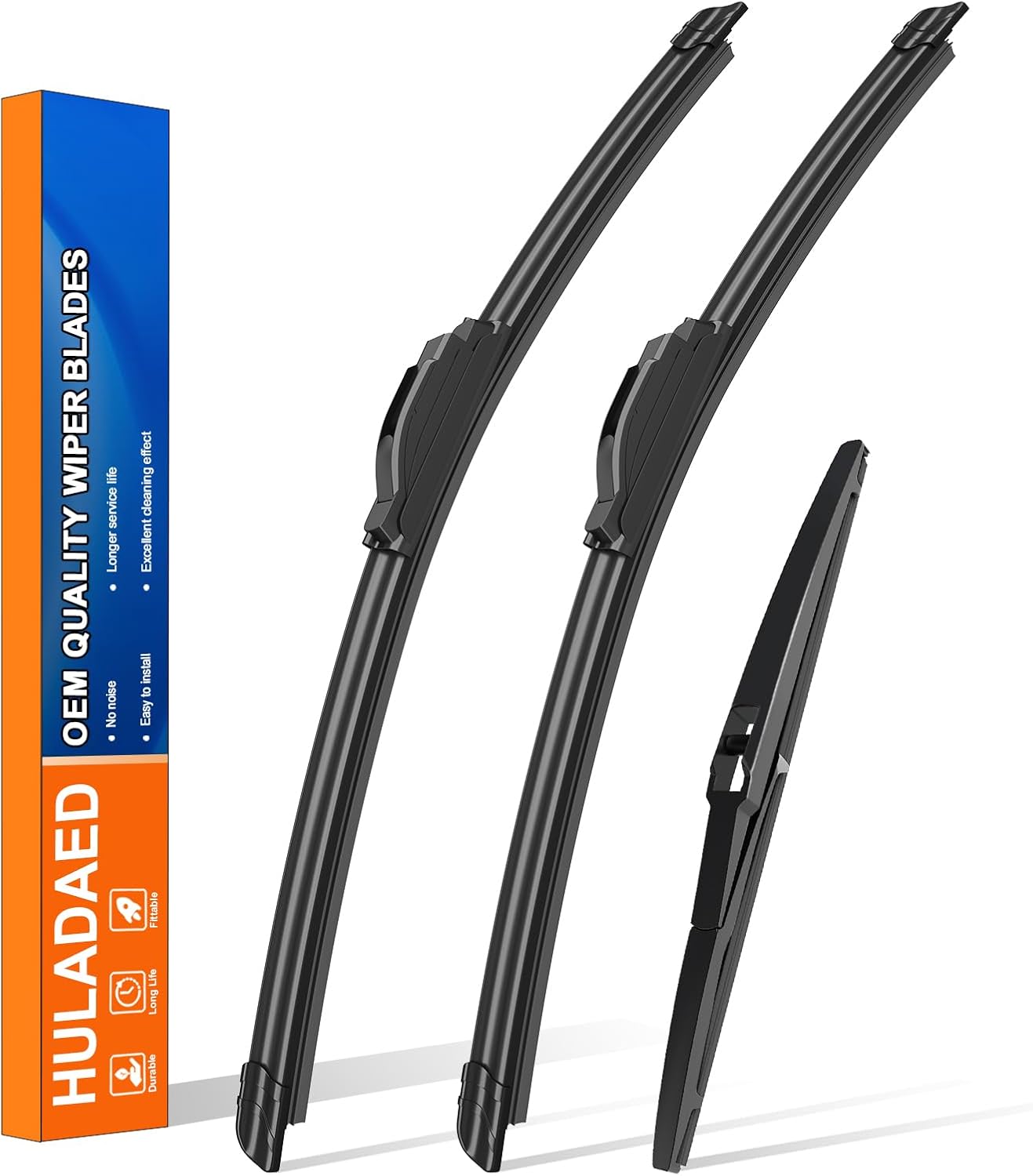 HULADAED® 24''+18''+12'' Windshield Wipers Replacement for Mazda 3 2018-2014,Silicone Front Rear Wiper blades for MY Car-All Weather & Quiet(3 PACK)