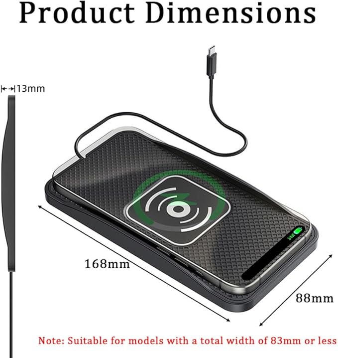 Wireless Car Charger Pad for Kia Telluride 2020-2025, Type-C/USB 20W Car Wireless Charger Non-Slip Phone Charging Pad Car Accessories,A 30cm Cable Type-C Plug