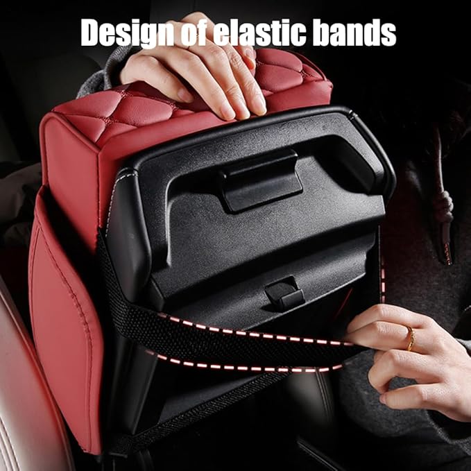 Universal Memory Cotton Car Armrest Box Pad, 2026 New Leather Car Armrest Box Pad with 2 Storage Bags, Auto Armrest Seat Box Cover, Center Console Cover Cushion for SUV, Car, Truck (Black)