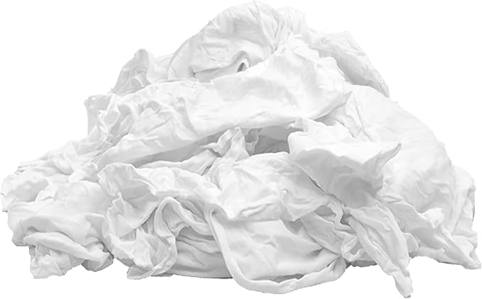 Premium New White Cotton Knit T-Shirt Rags (50 lbs. Box of Rags) - Lint-Free, Soft & Absorbent Cleaning Cloths for Auto, Paint, Garage, Staining & Polishing