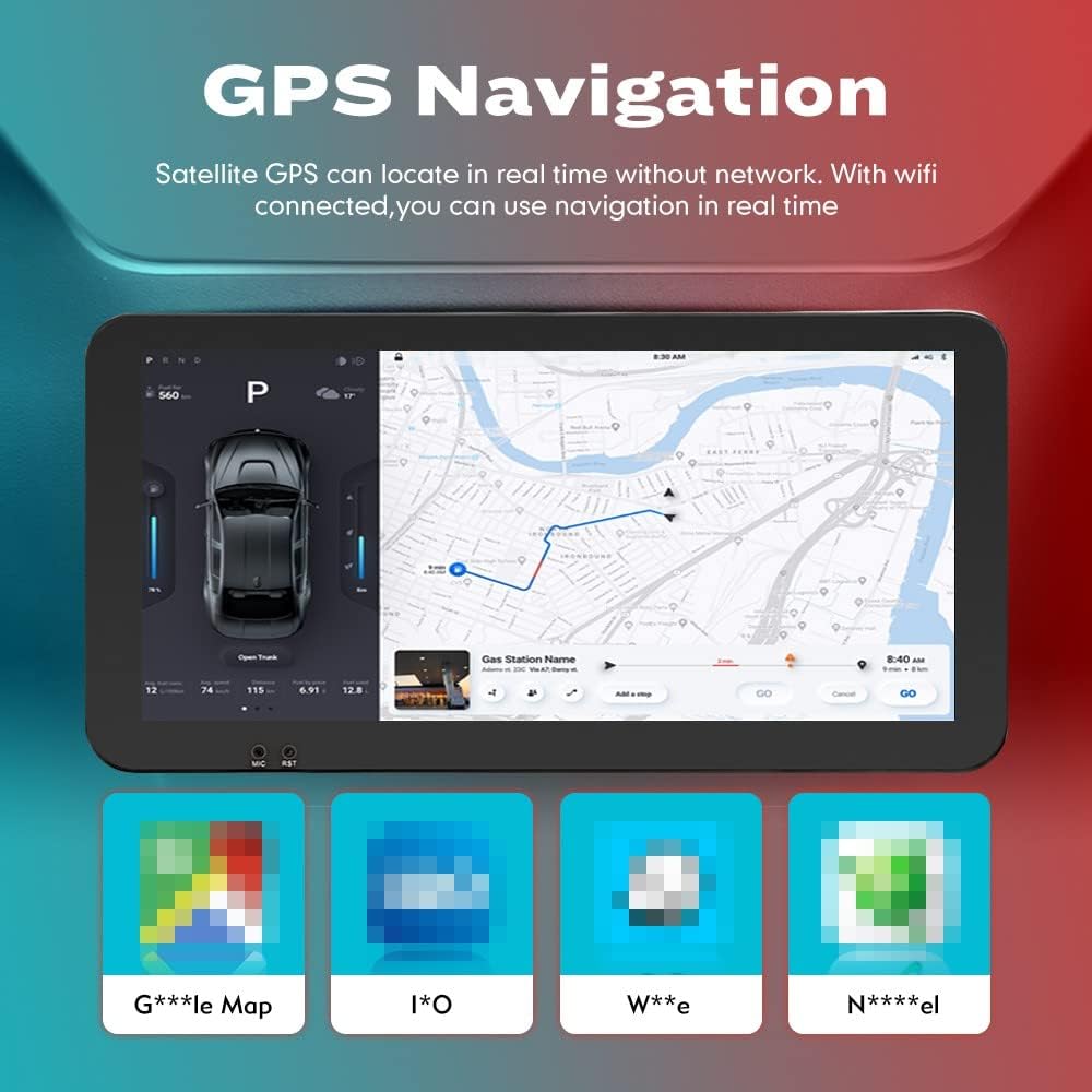 Kunfine Car CarPlay Android Auto Navigation Stereo GPS Radio Camera Display 10.33" QLED Touchscreen Headunit Tablet Media Player for Peugeot 301 2013-2022, if Applicable Octa Core 4G+64G Gloss Black