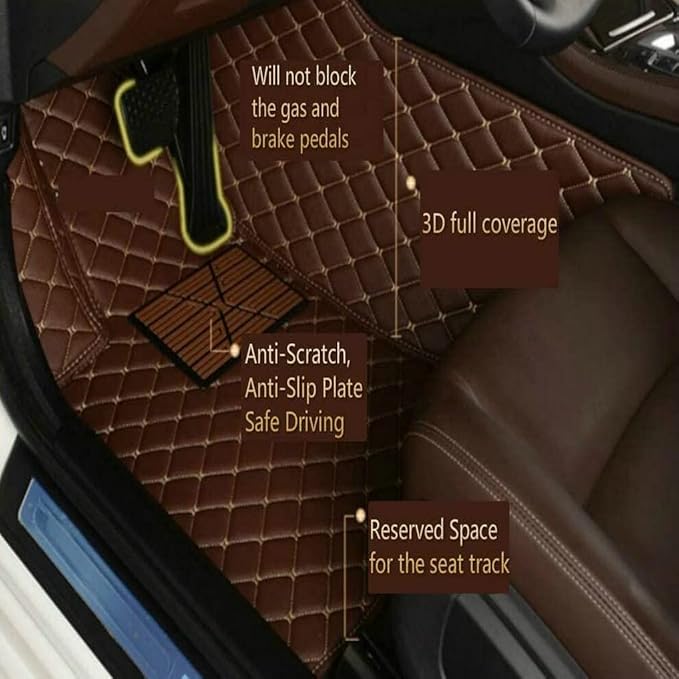 Customize Car Floor Mats for 99% Sedan SUV Sports Car All Weather Leather Full Coverage Waterproof Non-Slip Vehicle Lining Pads (red)