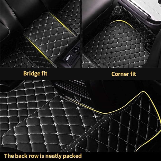 Custom Car Floor Mats Fit for 99% Sedan SUV Sports Car Protection Full Coverage Pads Anti-Slip Leather Floor Lining Pads All Weather Car Floor Mats (Black)