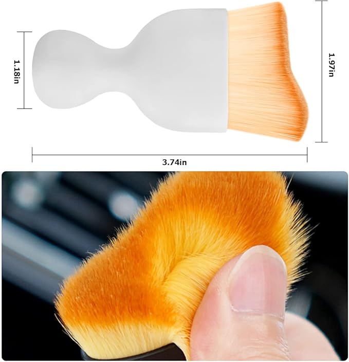 Blilo Car Interior Detailing Brush, Auto Soft Hair Cleaning Brushes, Curved Dirt Dust Collectors, Removal Tool for Dashboard Air Conditioner Vents Leather, Scratch Free (White/1PCS)