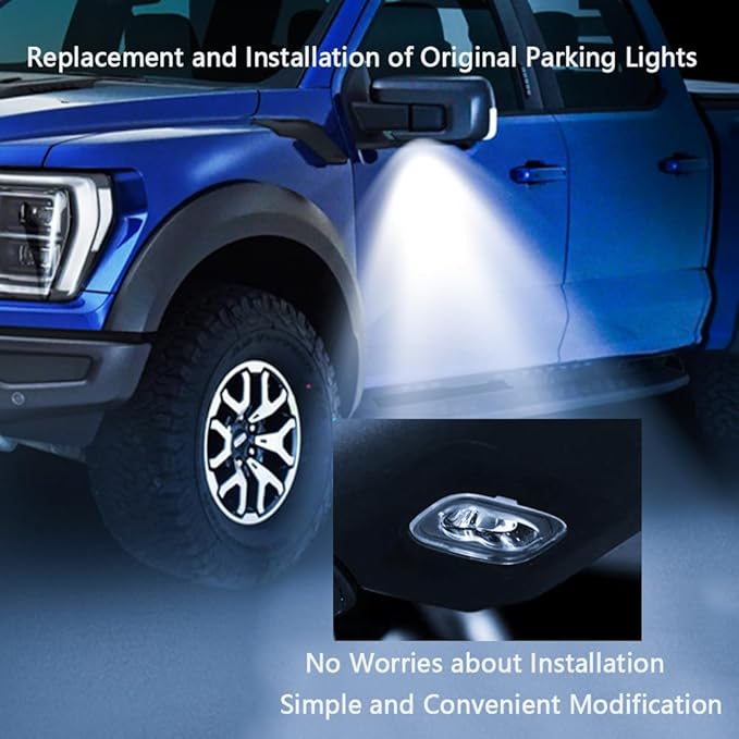 2Pcs Side Mirror Logo LED Welcome Lights Puddle Lamp Projector Door Light Floor Light Accessories Suitable for 2015 2016 2017 2018 2019 2020 2021 2022 2023 2024 2025 Ford Raptor F150 F250 F350