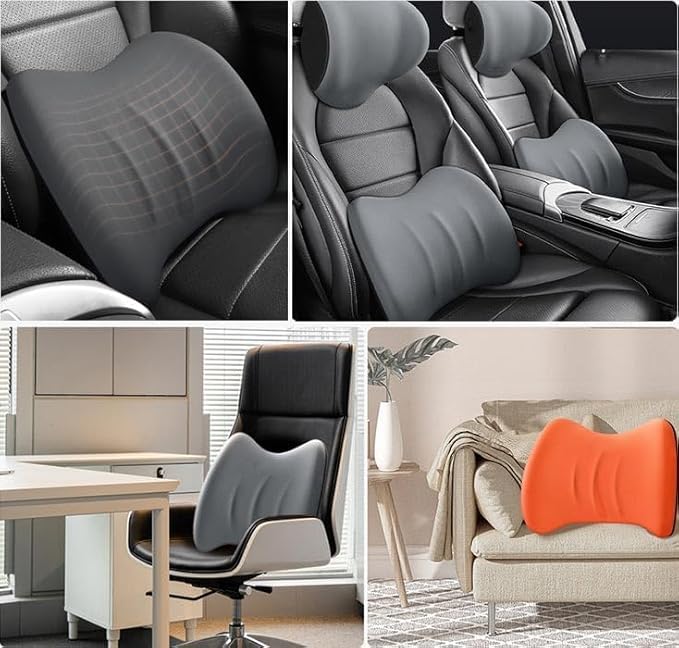Car Memory Foam Pillow for Honda Civic Coupe/Sedan 2016 2017 2018 2019 2020 2021,Neck and Back Support Car Seat Kit Long Drive Essential Neck Pillow Lumbar Support Cushion,Grey