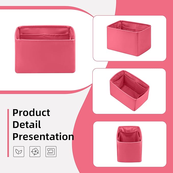 DGAZ Silk Purse Organizer Insert Fits LV Speedy 16/20/25/30/35/40/45 bags，Silky Smooth Bag Organizer，Luxury Handbag & Tote Shaper(Rose lipstick,SP20)