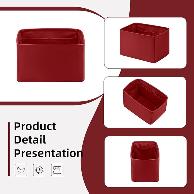 DGAZ Silk Purse Organizer Insert Fits LV Speedy 16/20/25/30/35/45 bags，Silky Smooth Bag Organizer，Luxury Handbag & Tote Shaper（Wine Red，SP30）