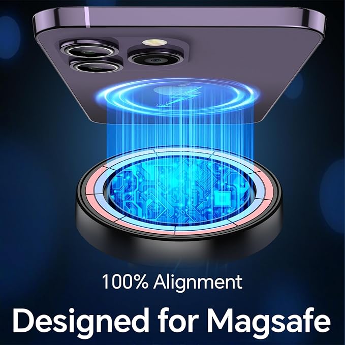 Coolpow for Magsafe Wireless Car Charger Magnetic Wireless Charging Phone Holder with 1”(25mm)Ball Mount【Super Magnet】1 inch Ball Mount for MagSafe Charger Compatible with RAM Mounts Double Socket Arm