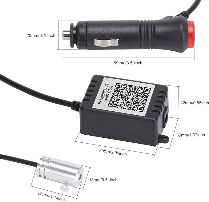 Car Ambient Footwell Lighting Optic Fiber 64 Colors Music Sound Active with APP Control Car Decorative Atmosphere Lighting Kit DC 12V 1W 8m