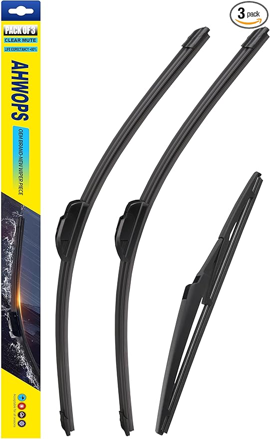 Front Wiper and Rear Wiper Blade Replacement for 2001-2007 Toyota Highlander OEM Wiper Blades, Genuine Replacement (22“/19”/12” 3-Pack)