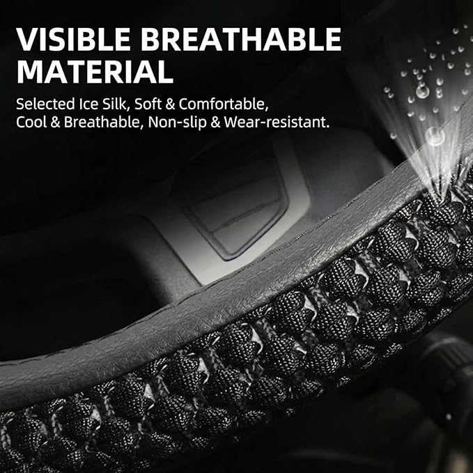 Size 16-20 Inch Ice Silk Ventilation Multi-Style Comfy Grip Steering Wheel Cover for Truck, Bus, Big Rig Trucker,SUV， Anti-Slip Design 16-20 Inch (Brown, 19)