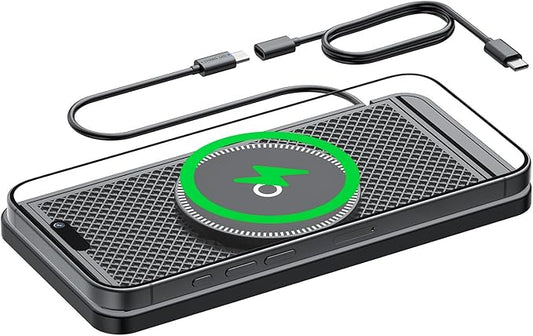 Cord‑Free Charging Pad for Nissan Pathfinder 2000–2025, Fast Charging Mat Non Slip with USB C Cable Universal Auto Center Console Charger Phones Dashboard