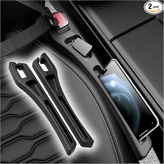 Junecarp 2PCS 2-in-1 Car Seat Gap Filler Organizer with Storage Slots,No Drop Car Gap Seat Filler for Storing Items,Universal in Between Cars Seats Catcher Cars Interior Accessories