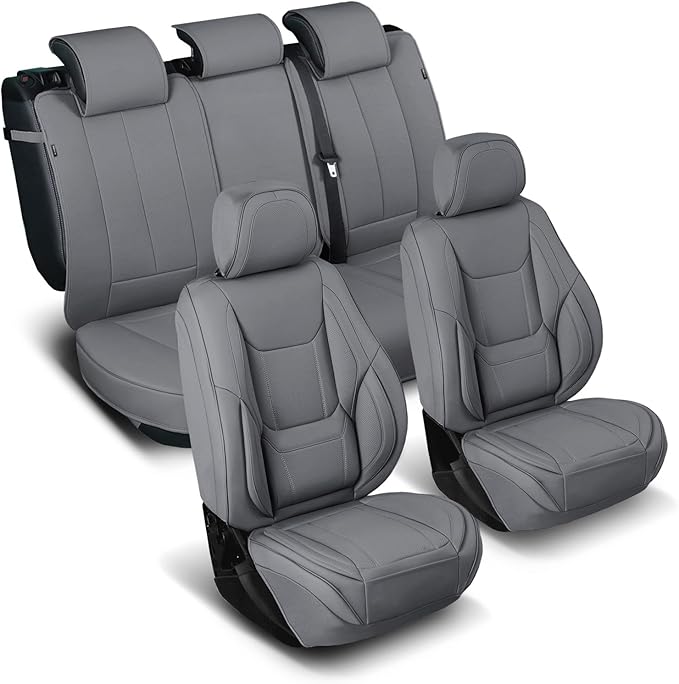 Coverland Custom Fit Car Seat Covers for SUV Compatible with [Mercedes-Benz G550 4x4, M-Class ML] Premium Water Resistant Leather Non-Slip Interior Protector [Full Set Dark Gray - Size Chart X87]