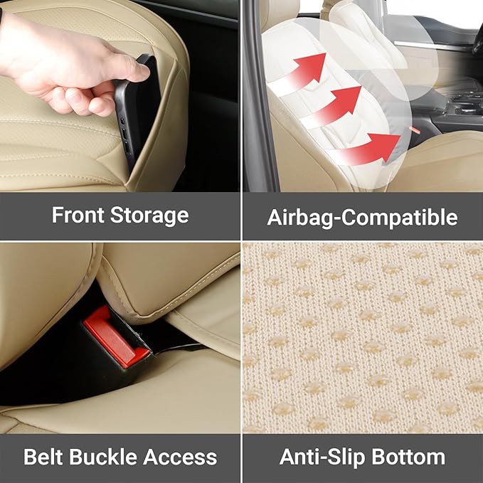 Coverland Custom Fit Car Seat Covers for SUV Compatible with [2020-2025 Mercedes-Benz GLE-Class] Premium Water Resistant Leather Non-Slip Interior Protector [Full Set Beige - Size Chart X82]