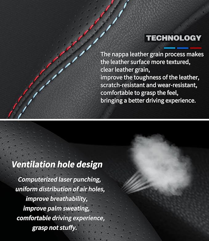 Custom-Fit for Lexus Steering Wheel Cover, Premium Leather Car Steering Wheel Cover with Logo, Non-Slip, Breathable, for Lexus Accessories (A-Style,for Lexus)