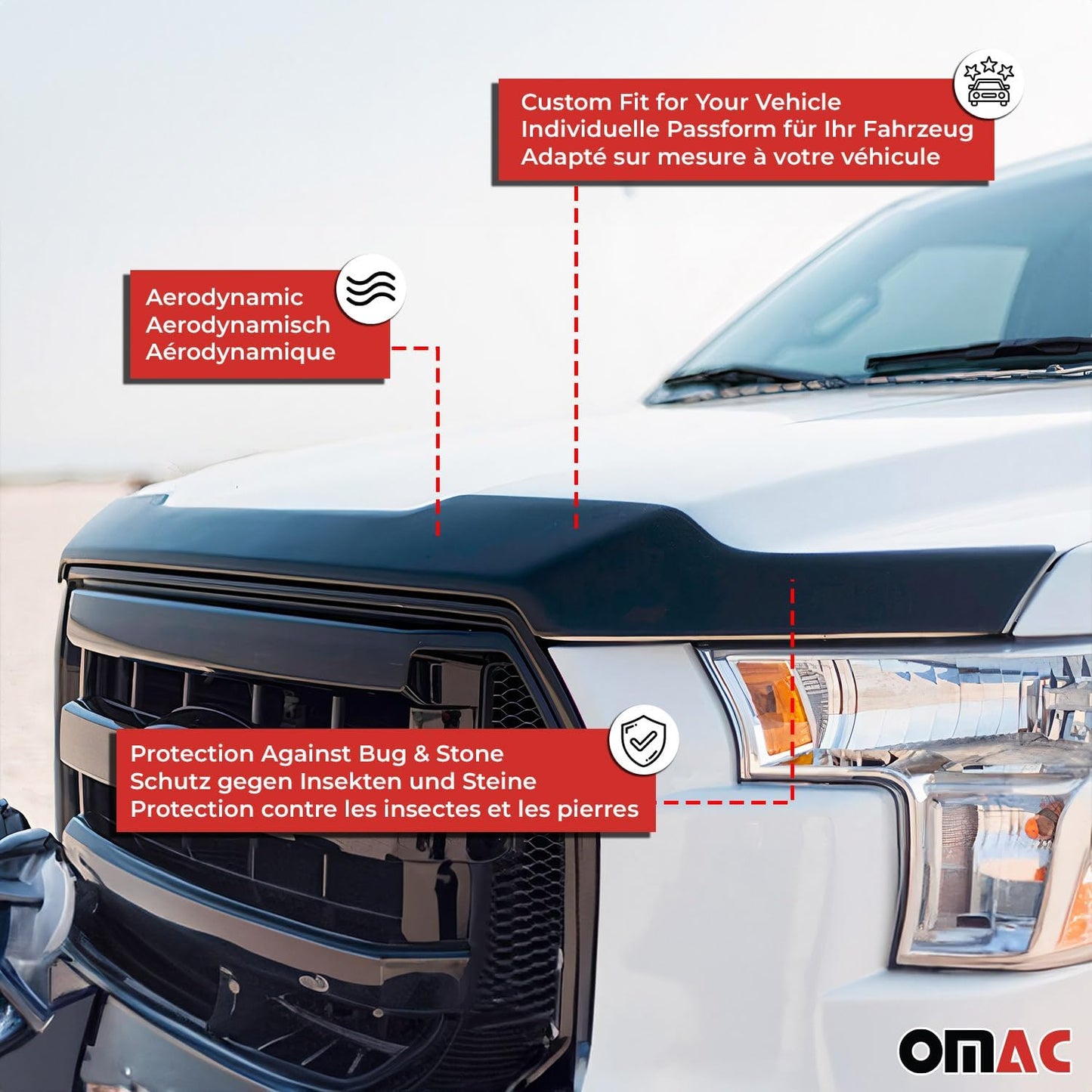 OMAC Front Bug Shield Hood Deflector Guard for Infiniti FX35 2003-2008 Black Smoke