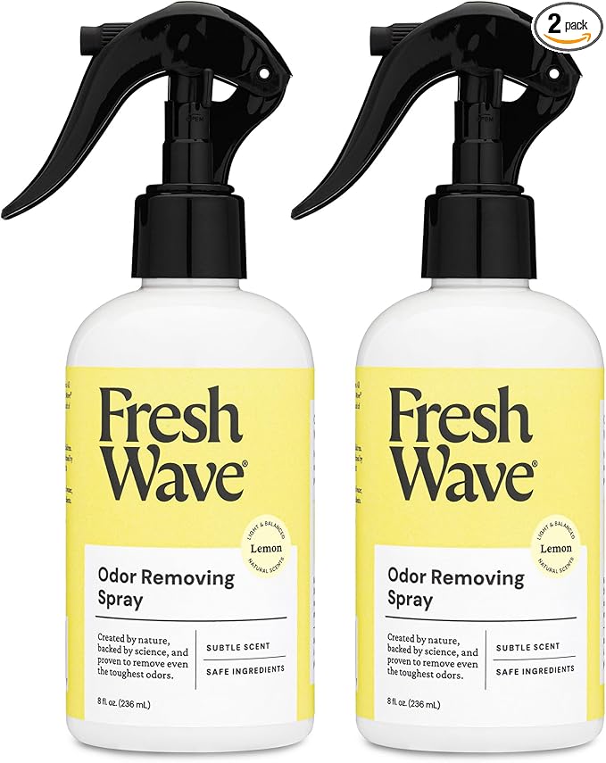 Fresh Wave Lemon Scent Odor Removing Spray, 8 fl. oz. | Pack of 2 | Odor Absorber for Home, Furniture, Fabrics & Trash | Safer Odor Relief