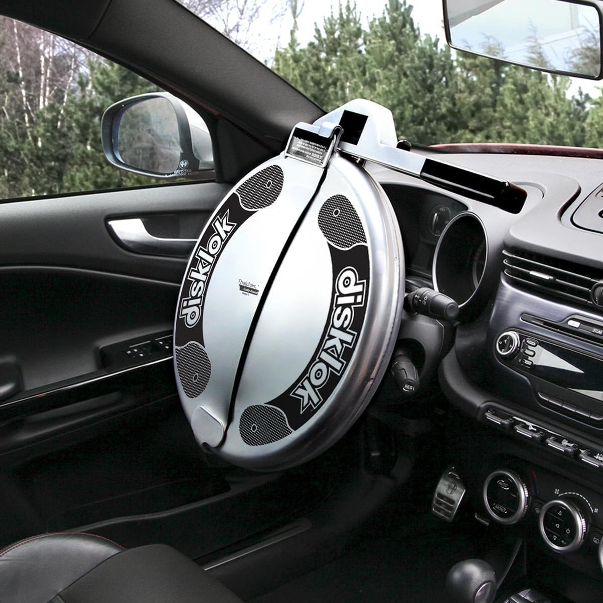 Security Device - Steering Wheel Lock - Full Cover - Silver - Thatcham Approved (Large, 16.4in - 17.3in)