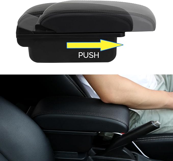 AULPHIKE Compatible with Nissan Versa Armrest 2020-2024 Car Center Console Organizer Armrests Double Layer Storage with 3 USB（Black）