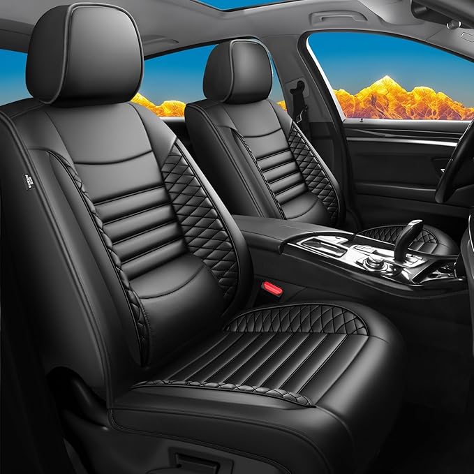 Fit Venza Car Seat Covers for Toyota Venza 2009-2024 2025 2026 - Upgraded Premium Waterproof & Breathable Leather, Airbag Compatible, All-Weather Seat Cushion Protector (Full Set, Black)