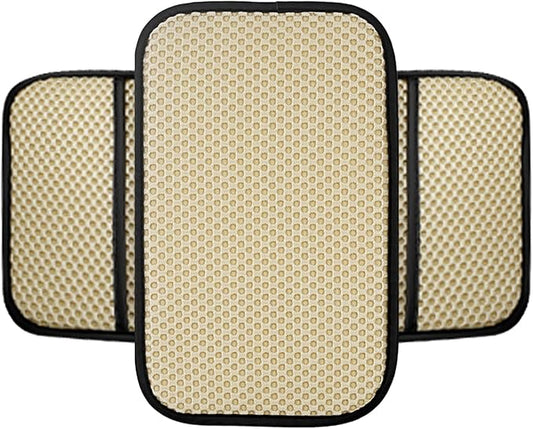 Armrest Cover for Car Console Covers for SUV Center Console Arm Rest Breathable Pad Middle Box Armrest Cushion Pad with 2 Organizer Bags Universal Car Interior Accessories Protection(Beige)