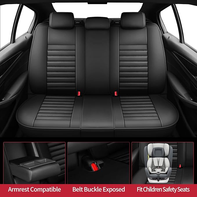Fit Corolla Car Seat Covers for Toyota Corolla 2000-2024 2025 2026 - Upgraded Premium Waterproof & Breathable Leather, Airbag Compatible, All-Weather Seat Cushion Protector (Full Set, Black)