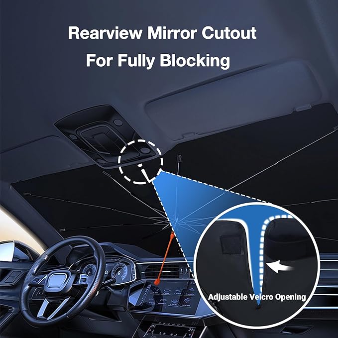 CHILL·TEK Funny Animal Car Windshield Sun Shade Umbrella, Cute Pig Car Sun Shade Umbrella, Block UV Rays Heat Foldable Windshield Umbrella Sun Visor Protector - Keep Vehicle Cool for Cars SUV