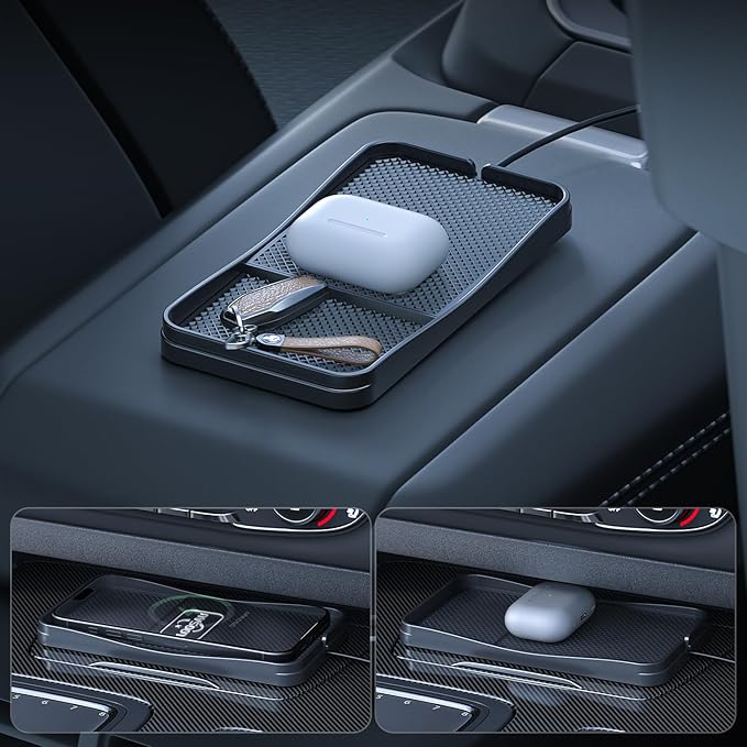 Wireless Car Charger,LOOSAU 15w Fast Charger Car Wireless Chargers Charging pad Non Slip Car Wireless Phone Charger for iPhone 17/16/15/14/13/12 Pro Max, for Samsung Galaxy S23 S22 S20 (1M Cable)