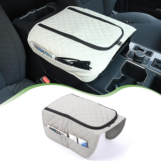 Center Console Armrest Cover Protector Pad Compatible with Toyota Tundra Sequoia 2022-2025 Leather Car Console Armrest Seat Cushion Waterproof Armrest Cushion Lid Interior Accessories (Style H)