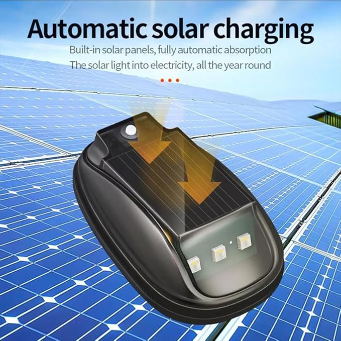 Solar-Powered Car Roof Light – Waterproof, Remote Control & Easy Installation, Solar Car Roof Light Kit, 8 Colors Wireless LED Strobe Lights with Remote Control for Trucks, Motorcycle, Vehicle (4pcs)