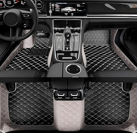 Customize Car Floor Mats for 99% Sedan SUV Sports Car All Weather Leather Full Coverage Waterproof Non-Slip Vehicle Lining Pads (Grey Black)