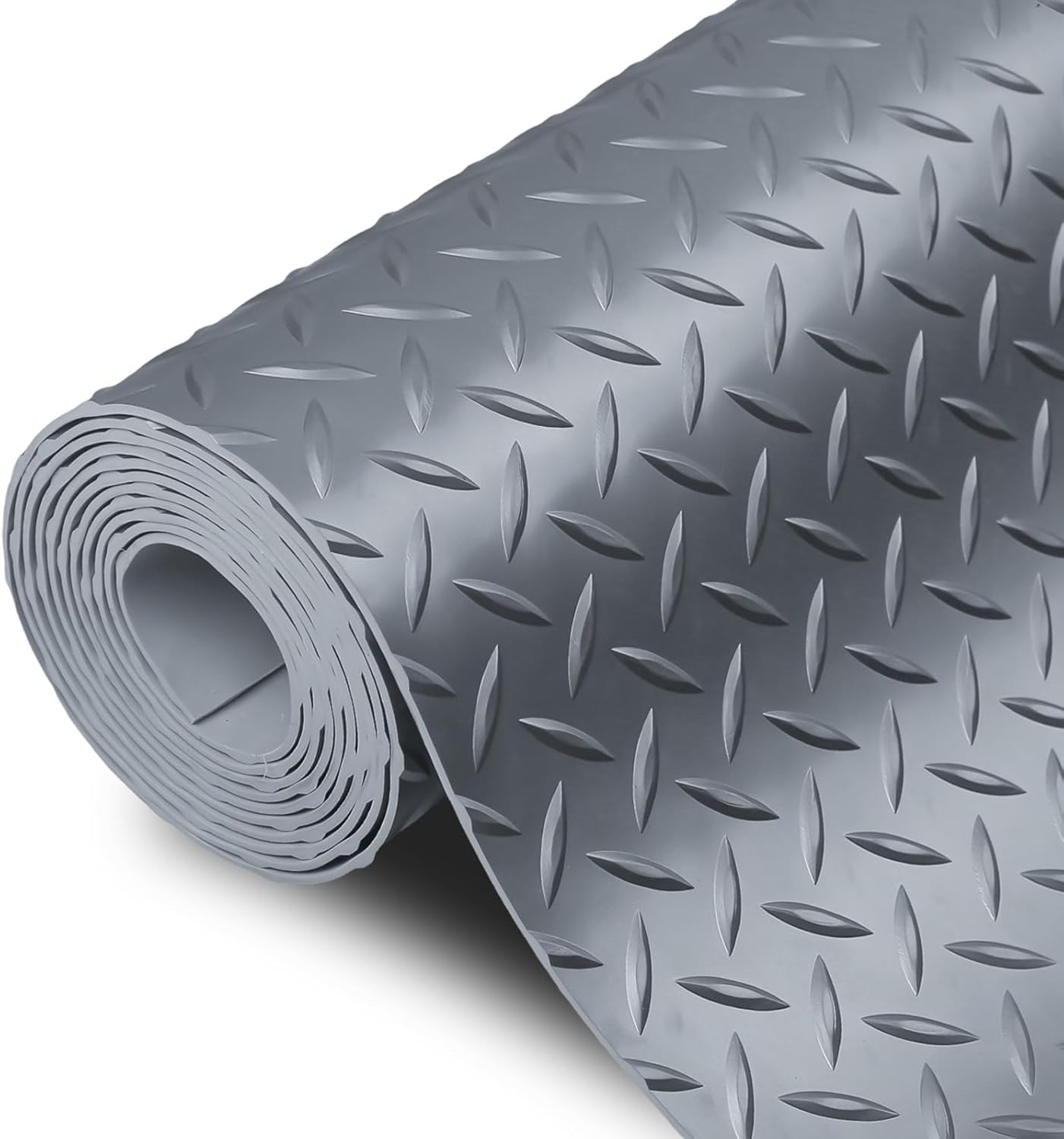 SEAL 5 x 8 Ft Premium Garage Floor Mat, Solid 2.8mm Thick Gray Commercial Grade Heavy Duty Parking Mat for Garage Floor, Golf Cart Parking, Water/Stain Resistant Floor Runner (Embossed Diamond Plate)